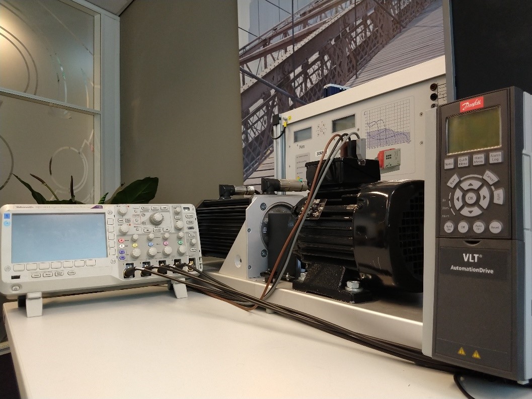 Motor test stand at the S2E Systems office